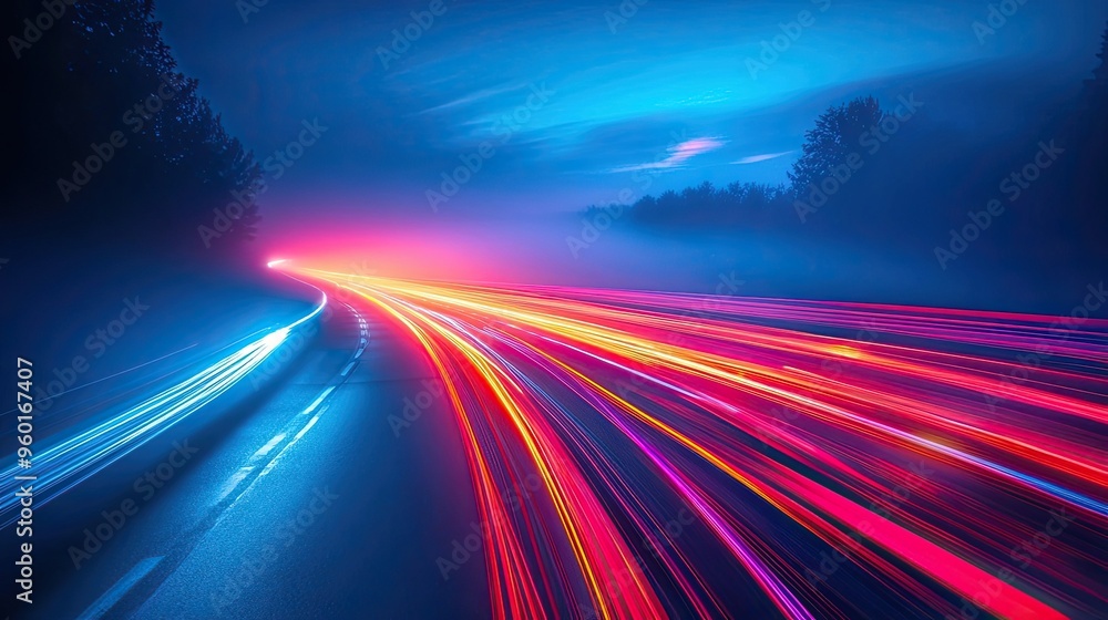 Colorful light trails on a highway at night Colorful light trails on a highway at night
