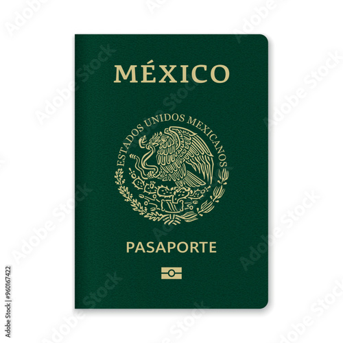 Mexico Passport Cover with Gold Emblem and Text