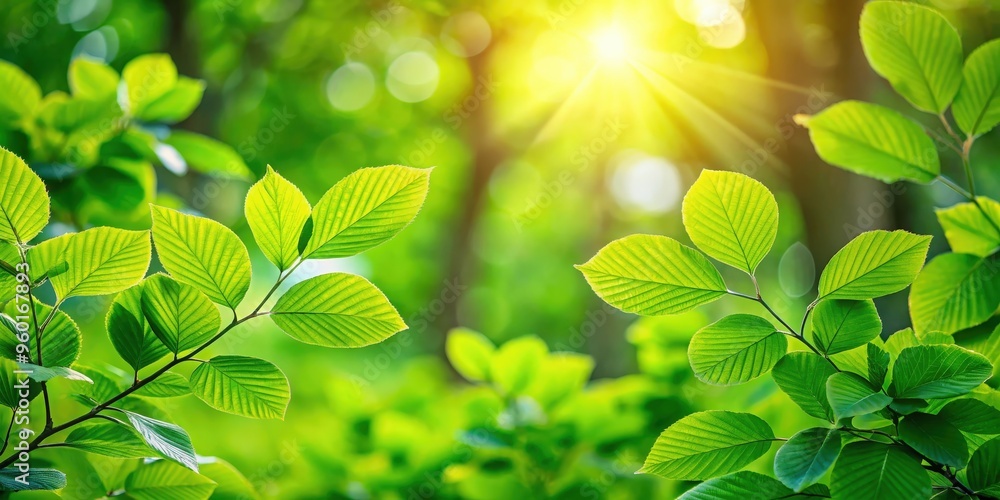 Close up of vibrant green leaves with sunlight in a public garden park Close up of vibrant green leaves with sunlight in a public garden park
