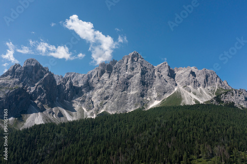 aerial view of the rocca dei baranci mountain complex trentino alto adige italy photo