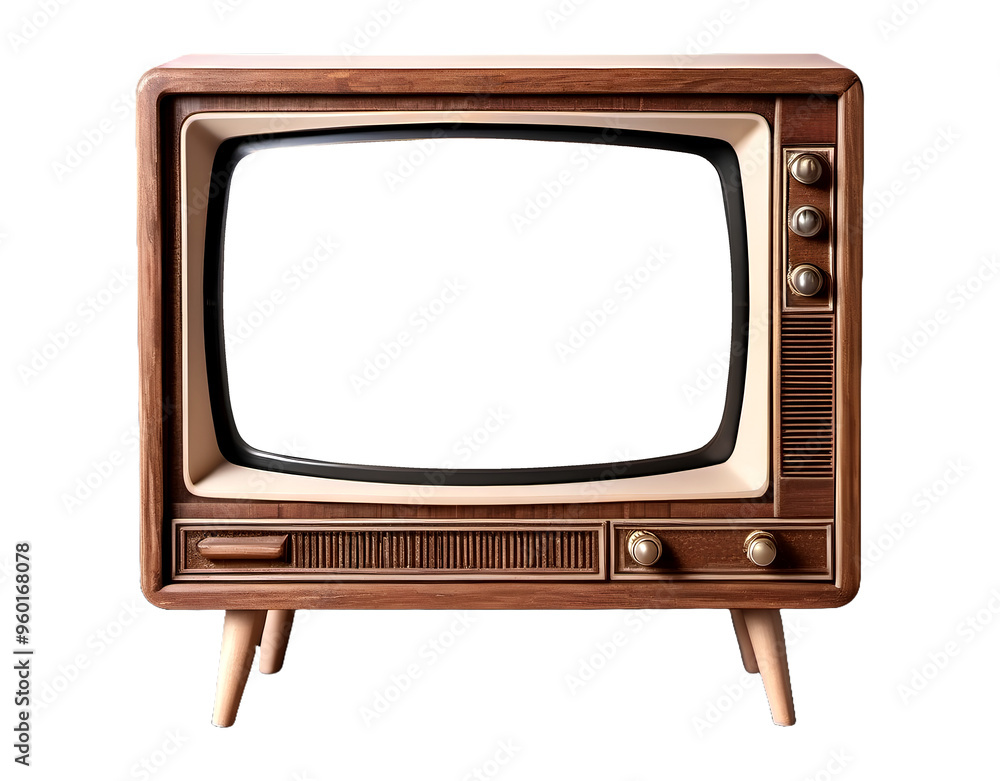 Retro wooden TV box cut out with frame screen cut out, television of 1970s or 80s wood vintage historical show blank monitor png isolated transparent background Retro wooden TV box cut out with frame screen cut out, television of 1970s or 80s wood vintage historical show blank monitor png isolated transparent background