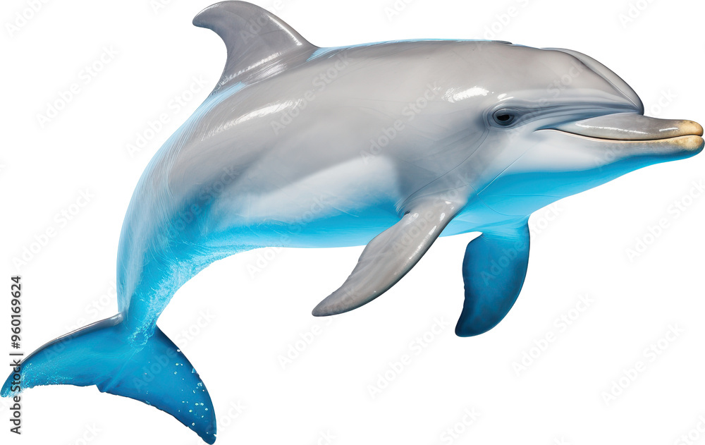 Fototapeta premium Smiling dolphin leaps through water