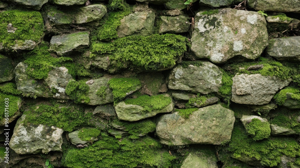 Moss-covered stone with rich green texture, representing nature's resilience. Moss-covered stone with rich green texture, representing nature's resilience.