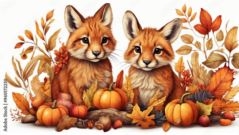 Obraz premium Autumn Animal Clipart