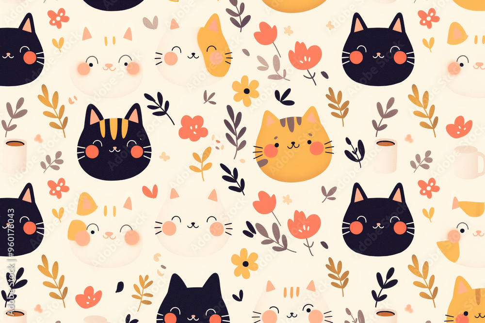 Funny cat seamless background image for invitations, greeting cards, handbills Funny cat seamless background image for invitations, greeting cards, handbills