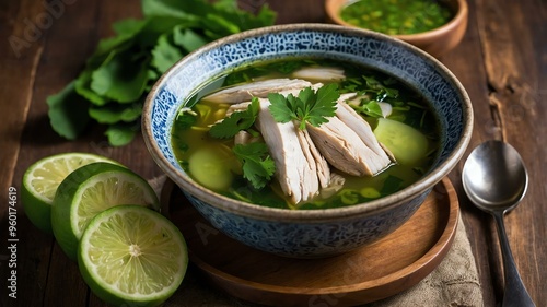 Filipino main dish Tinola isolated on a plate, served exquisitely can be a concept for advertisement background