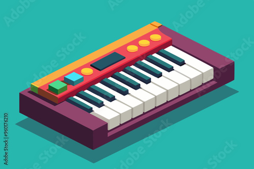 An amazing isometric icon of musical keyboard in modern style