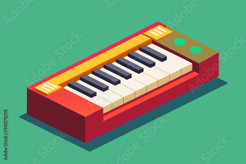 An amazing isometric icon of musical keyboard in modern style