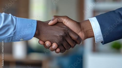 black real estate agent and insurance entrepreneur shake hands