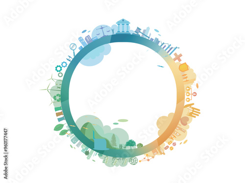 ESG in community A002 with circle frame and Environmental social governance elements vector illustration graphic EPS 10
