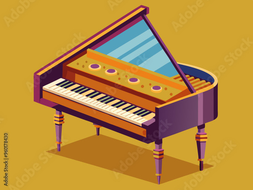 Vector drawing of a harpsichord