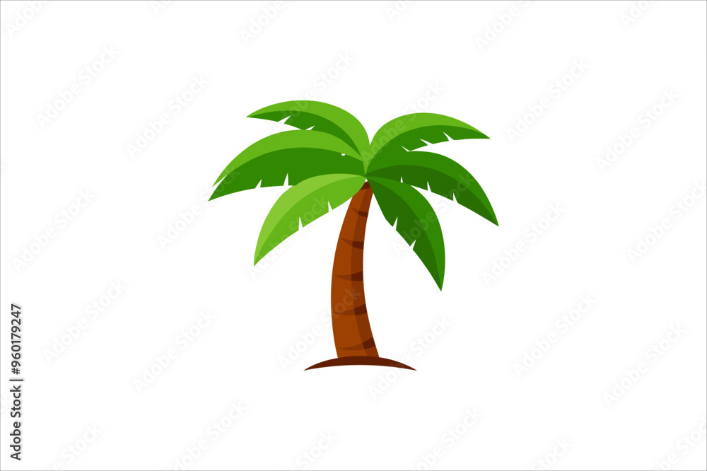 Obraz premium Coastal Coconut Tree Vector Silhouette with Sunset Over the Sea – Perfect for Beach-Themed Designs