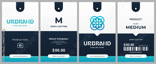 Clean classic minimal hang tag and price tag gradient color design all company sticker label packaging.
