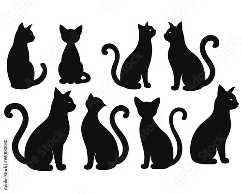 Cat silhouette set