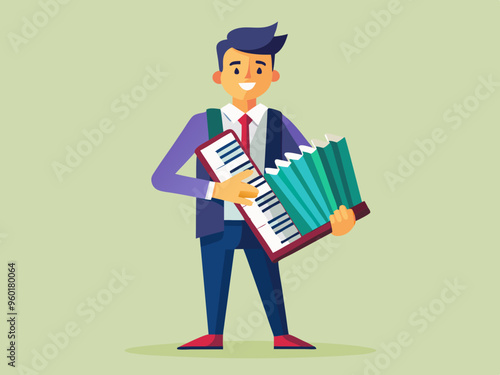 Investor businessman playing accordion
