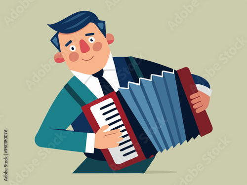 Investor businessman playing accordion
