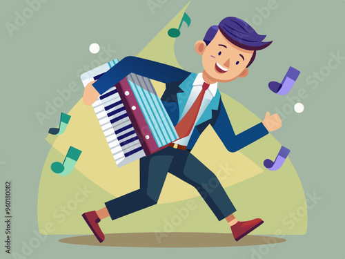 Investor businessman playing accordion

