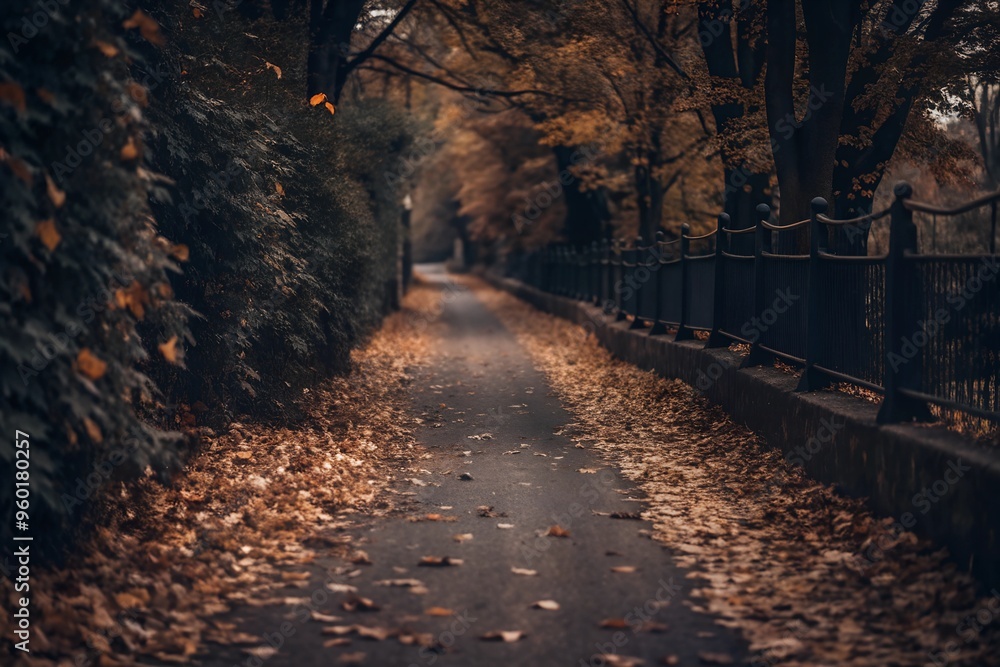 Naklejka premium Autumn Leaves on a Path