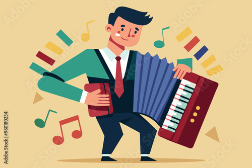 Investor businessman playing accordion
