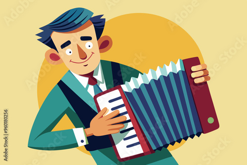 Investor businessman playing accordion
