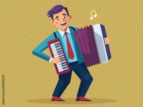 Investor businessman playing accordion
