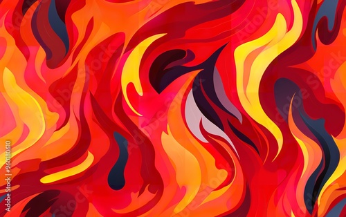 A close-up image of flames burning against a black background. The flames are bright orange and yellow, and they are reflecting on the surface below.blaze fire flame texture background