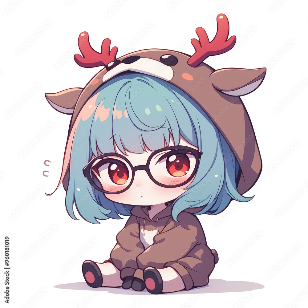 Obraz premium Chibi Girl in Deer Costume
