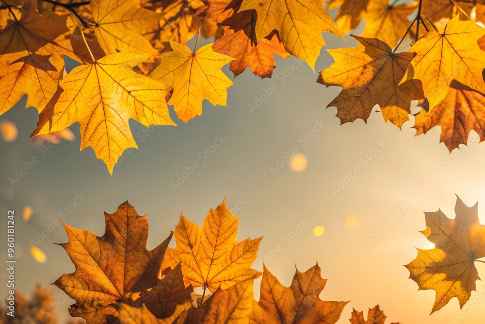 Orange Leaves Scattered on White Background Orange Leaves Scattered on White Background