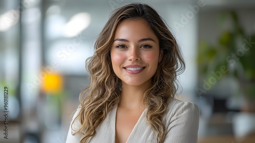 Portrait of Smiling Woman with Long Blonde Hair