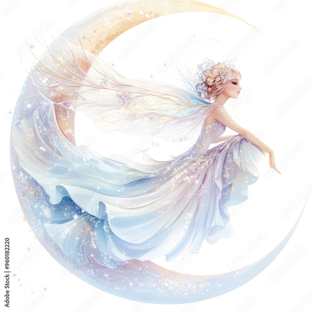 cute fairy in the shape of moon