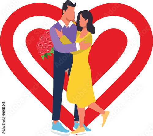 The couple is standing.
