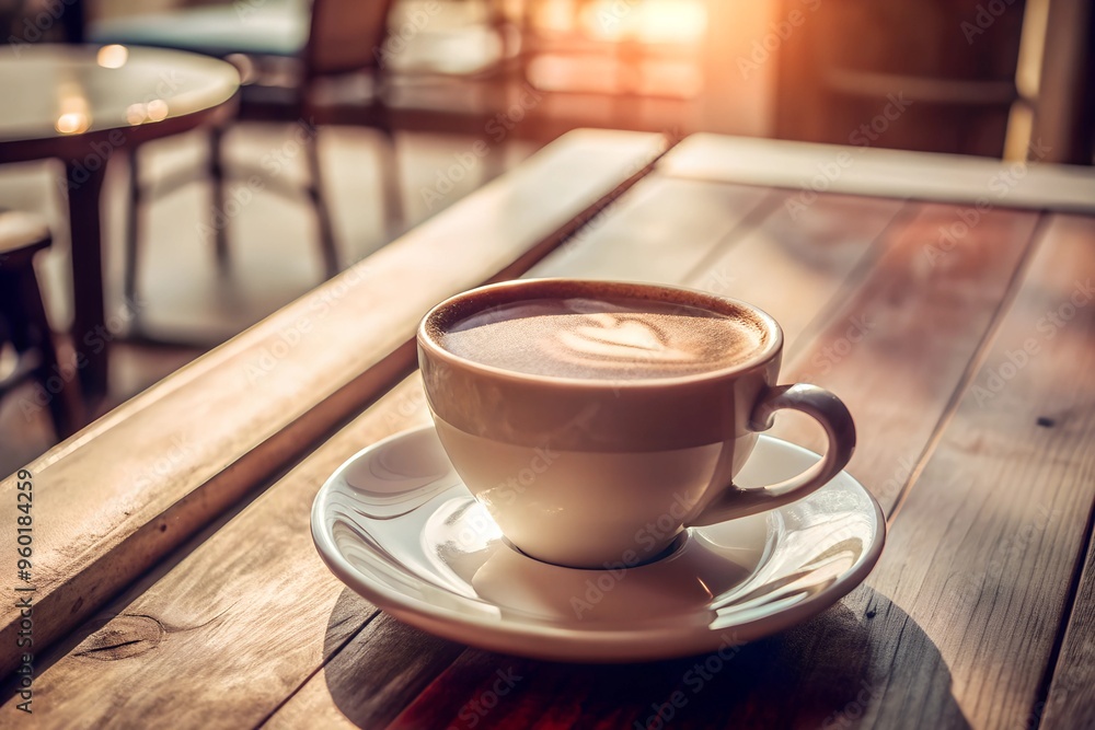 Half-Empty Coffee Cup on White Table Half-Empty Coffee Cup on White Table