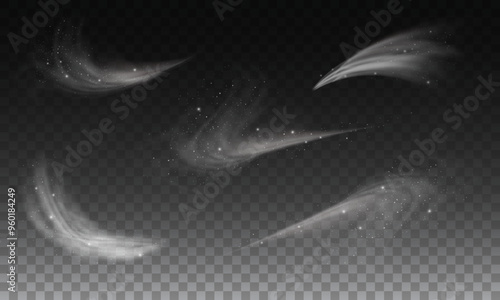 Snow and wind on a transparent background. White gradient decorative element.vector illustration. winter and snow with fog. wind and fog.