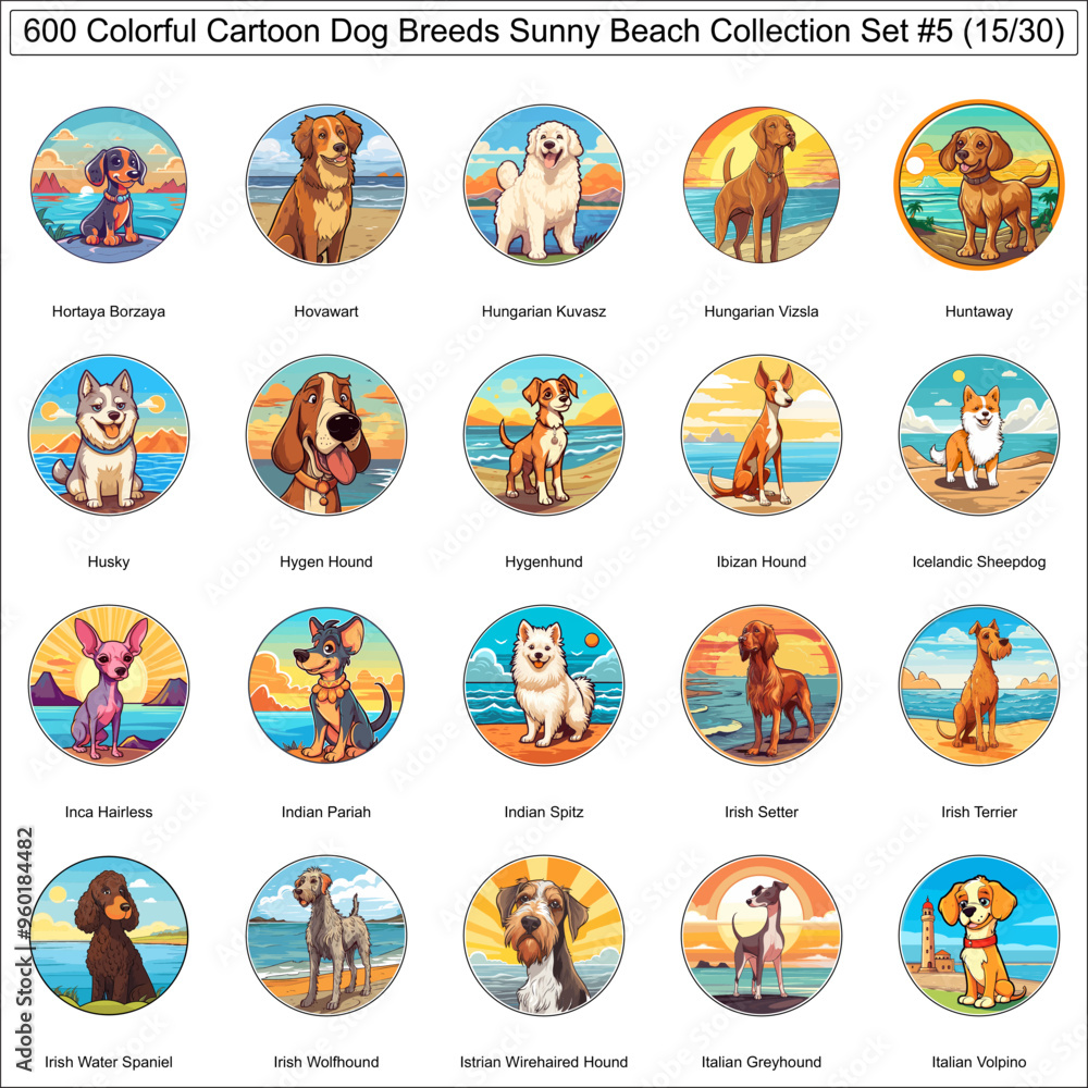 Colorful Dog Breeds Cartoon Characters Sunny Beach Bundle Collection Set 5 of 600 Dog Faces Isolated Part 15 Colorful Dog Breeds Cartoon Characters Sunny Beach Bundle Collection Set 5 of 600 Dog Faces Isolated Part 15