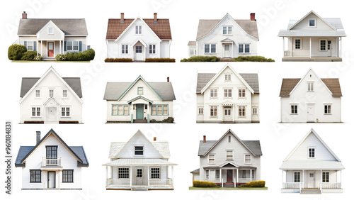 Vintage house png element set, transparent background