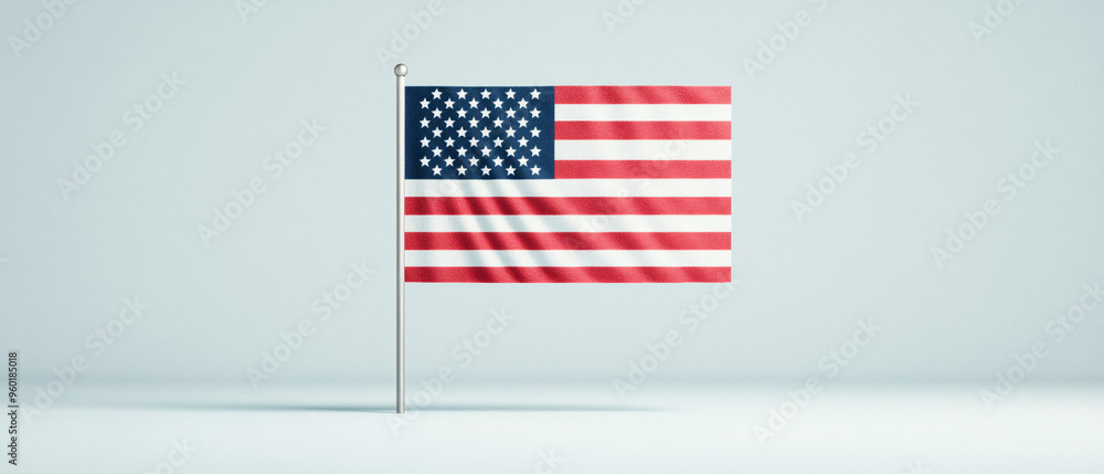 A vibrant display of the American flag waving gently against a minimalist backdrop, symbolizing patriotism and national pride. A vibrant display of the American flag waving gently against a minimalist backdrop, symbolizing patriotism and national pride.