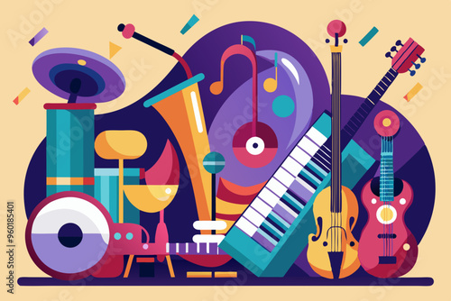 Music instruments with background