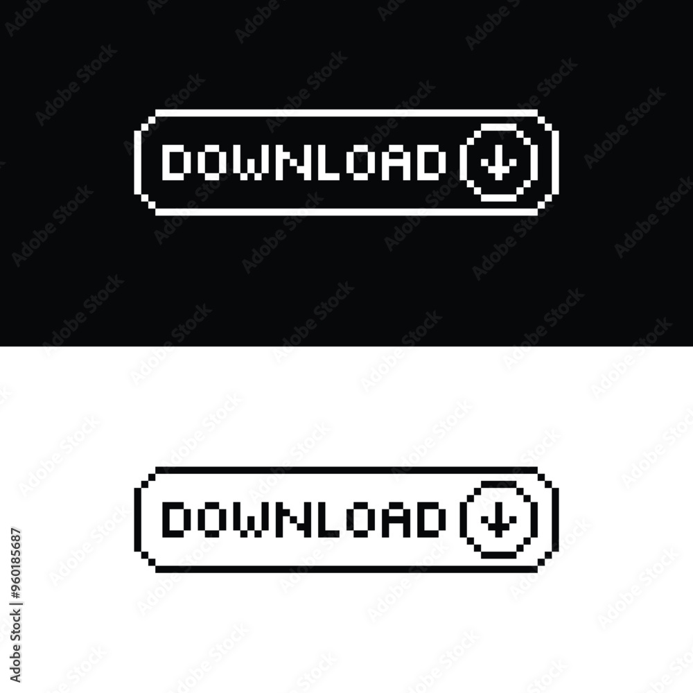 download button 8 bit text download Pixel art 8-bit for game download button 8 bit text download Pixel art 8-bit for game