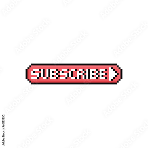 subscribe button 8 bit text stop Pixel art 8-bit for game