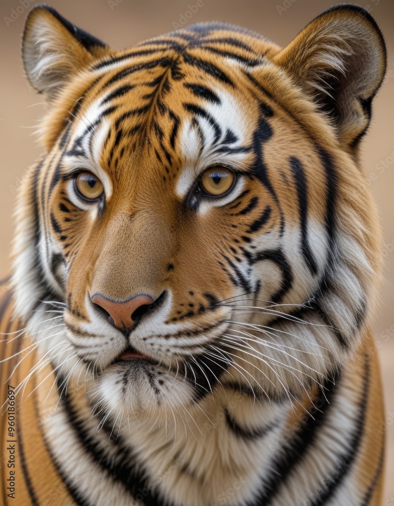 A focused photo captures a Bengal tiger in a moment of serene contemplation, its intense gaze fixed on the beauty of nature surrounding it. A focused photo captures a Bengal tiger in a moment of serene contemplation, its intense gaze fixed on the beauty of nature surrounding it.