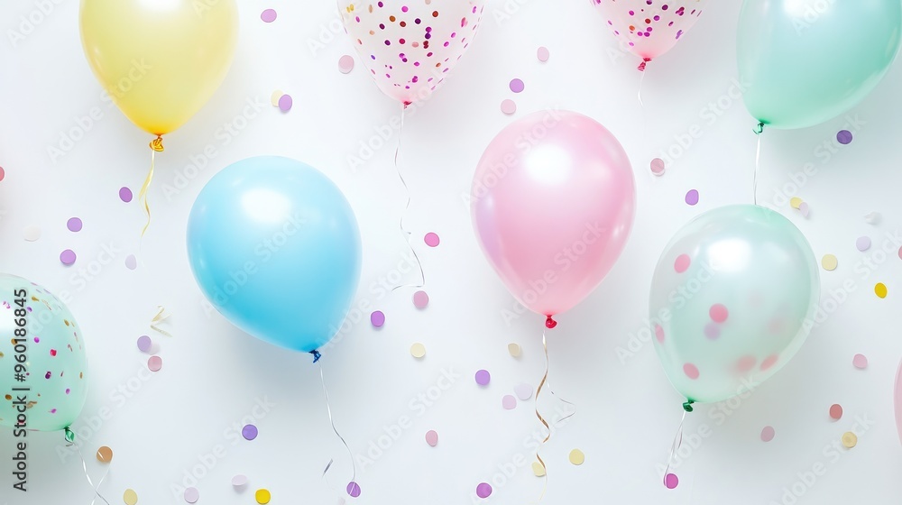 Cheerful Birthday Balloons Surrounded by Colorful Confetti Cheerful Birthday Balloons Surrounded by Colorful Confetti