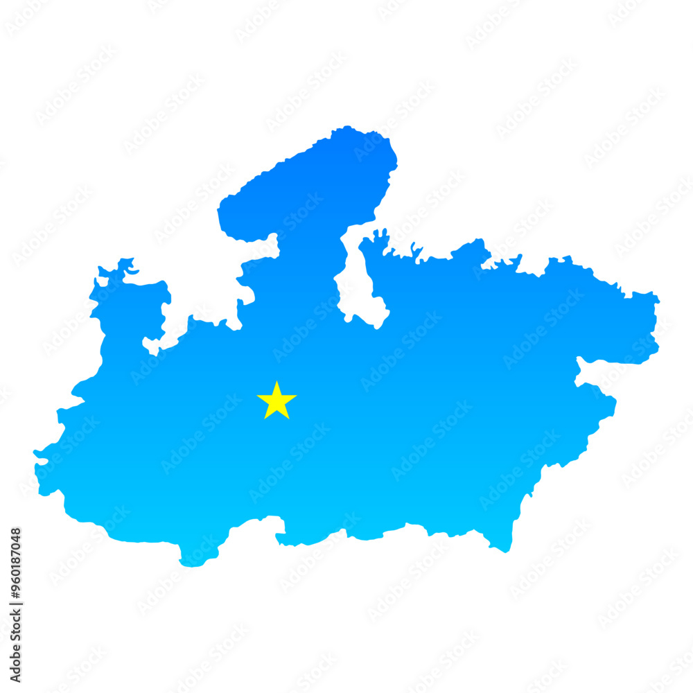 Obraz premium Map of Madhya Pradesh with its capital Bhopal in India with a professional blue style