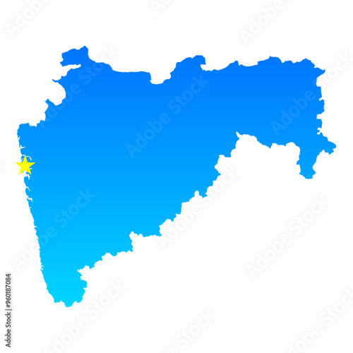 Map of Maharashtra with its capital Mumbai in India with a professional blue style