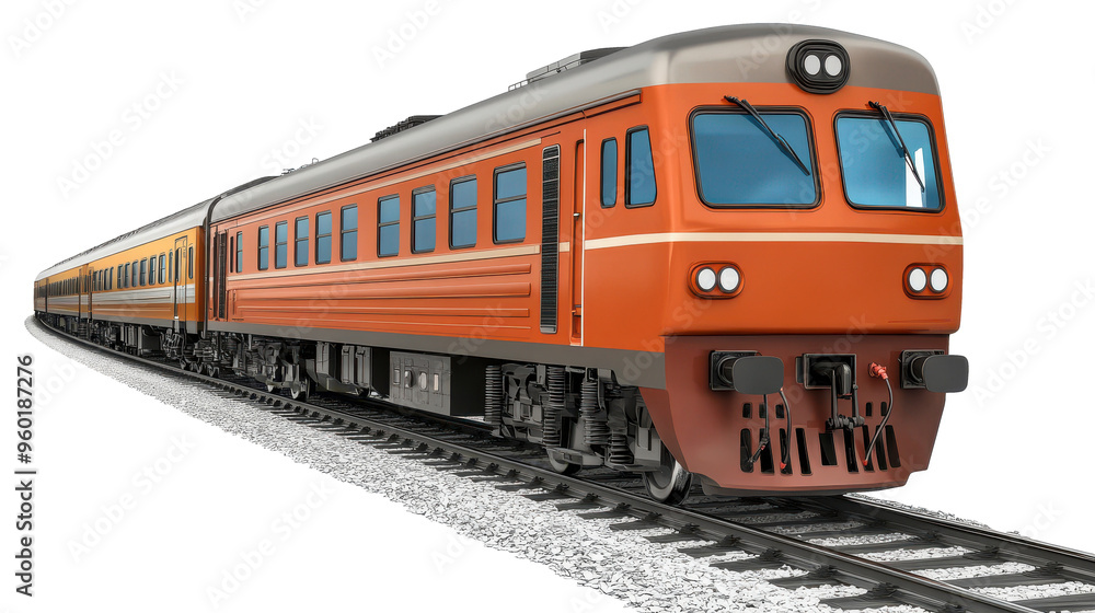 Diesel passenger train on tracks in good condition Diesel passenger train on tracks in good condition