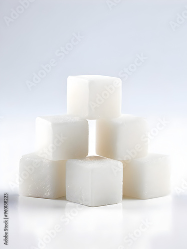 Sugar Cube Isolated on White and Translucent Background 