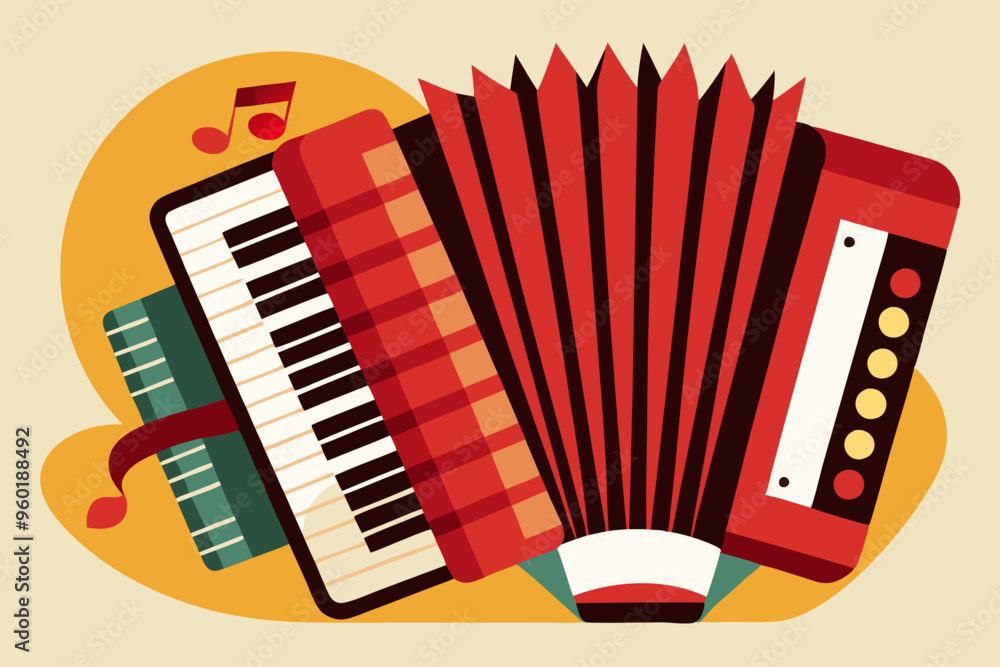 Vector illustration of Red accordion playing traditional folk music instrument
Vector illustration of Red accordion playing traditional folk music instrument