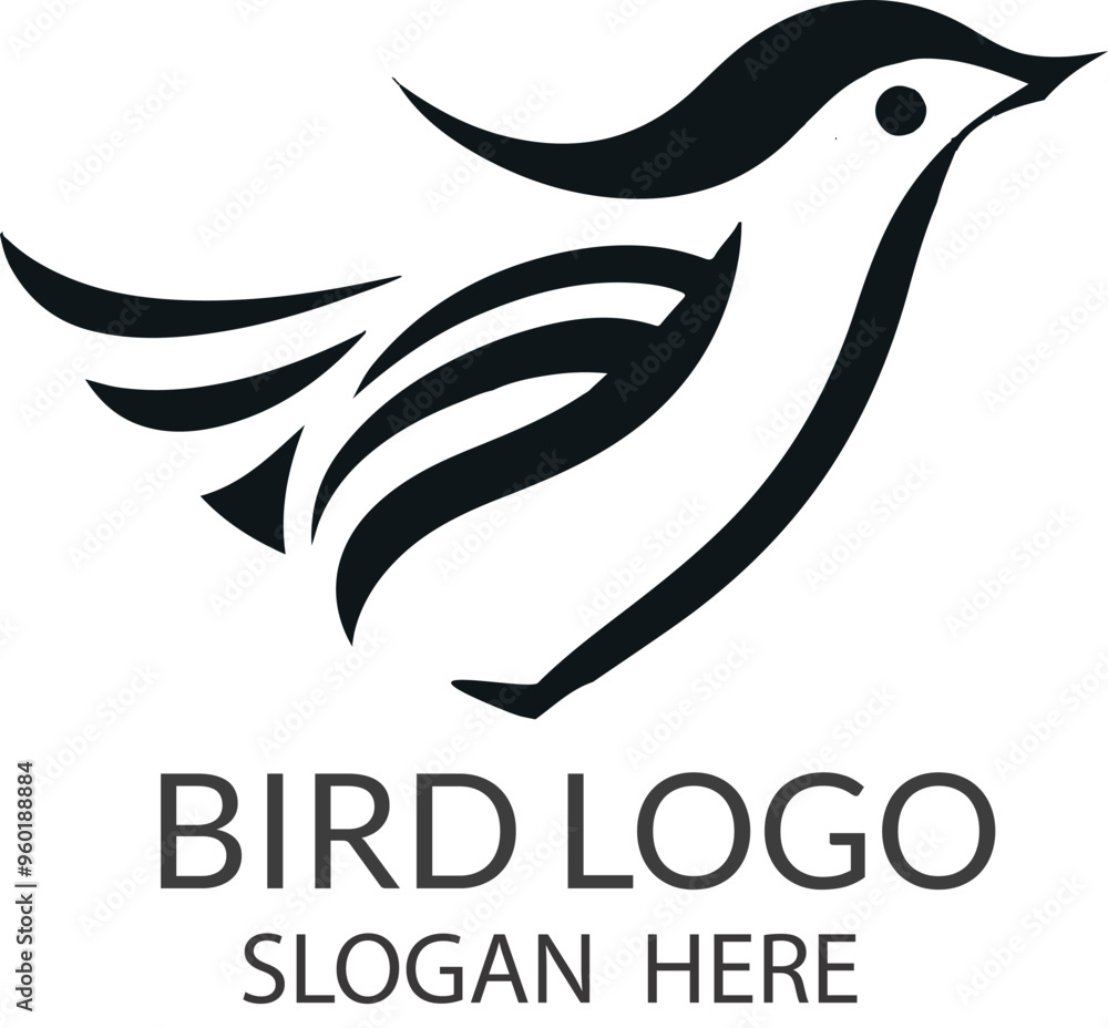 Fototapeta premium Abstract bird silhouette logo, consisting of bold vector lines