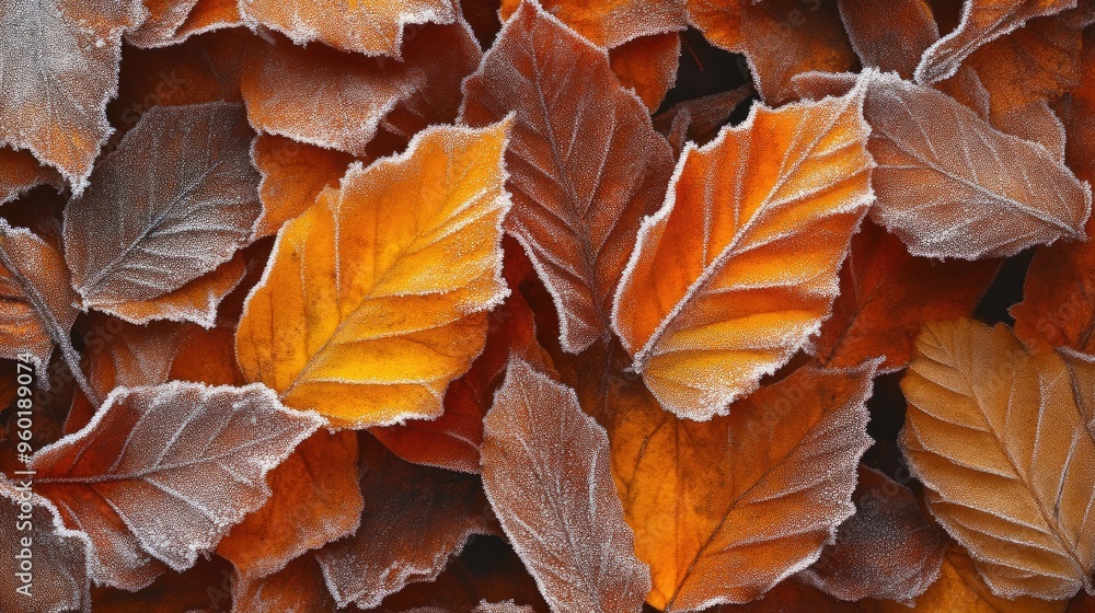 Close-Up Detail of Frosted Autumn Foliage Close-Up Detail of Frosted Autumn Foliage