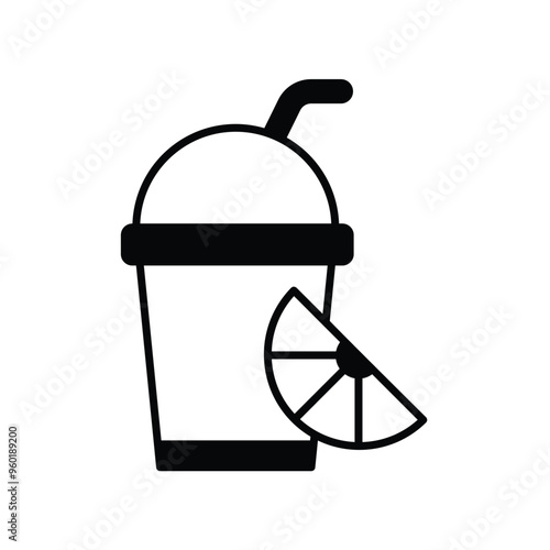 lemonade glyph icon with white background vector stock illustration