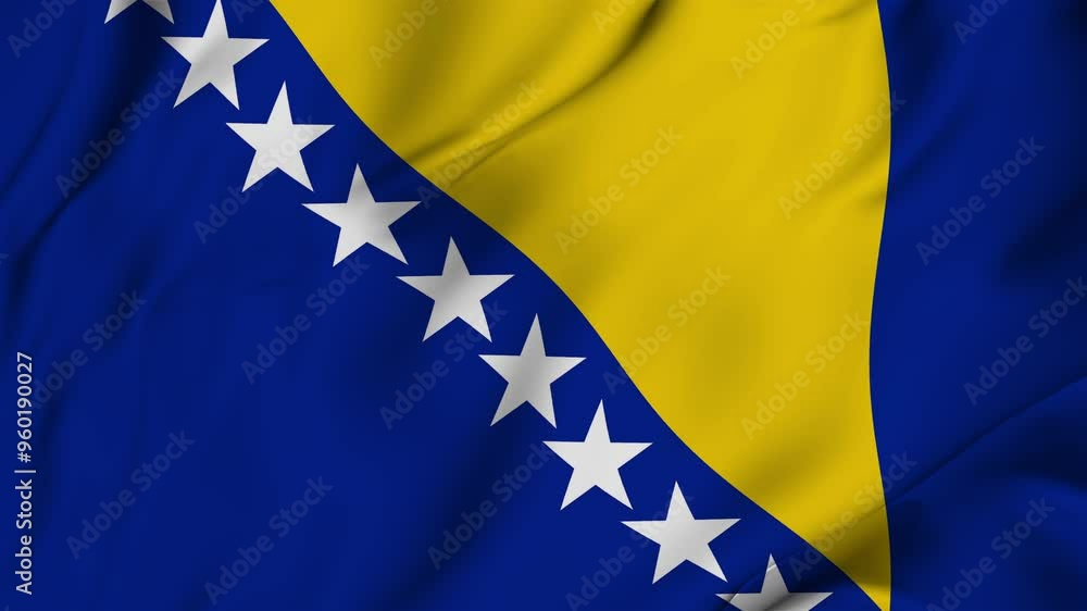 A beautiful view of the Bosnia and Herzegovina flag video. 3d flag-waving video. Bosnia and Herzegovina flag 4K resolution. A beautiful view of the Bosnia and Herzegovina flag video. 3d flag-waving video. Bosnia and Herzegovina flag 4K resolution.